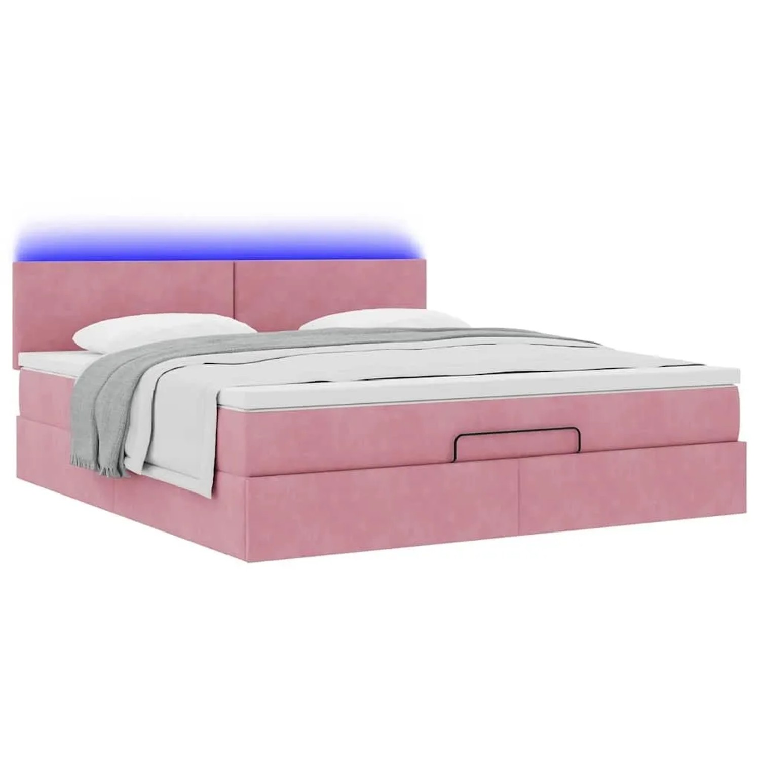 vidaXL Ottoman-Bett mit Matratze & LEDs Rosa 160x200 cm Samt 3312565
