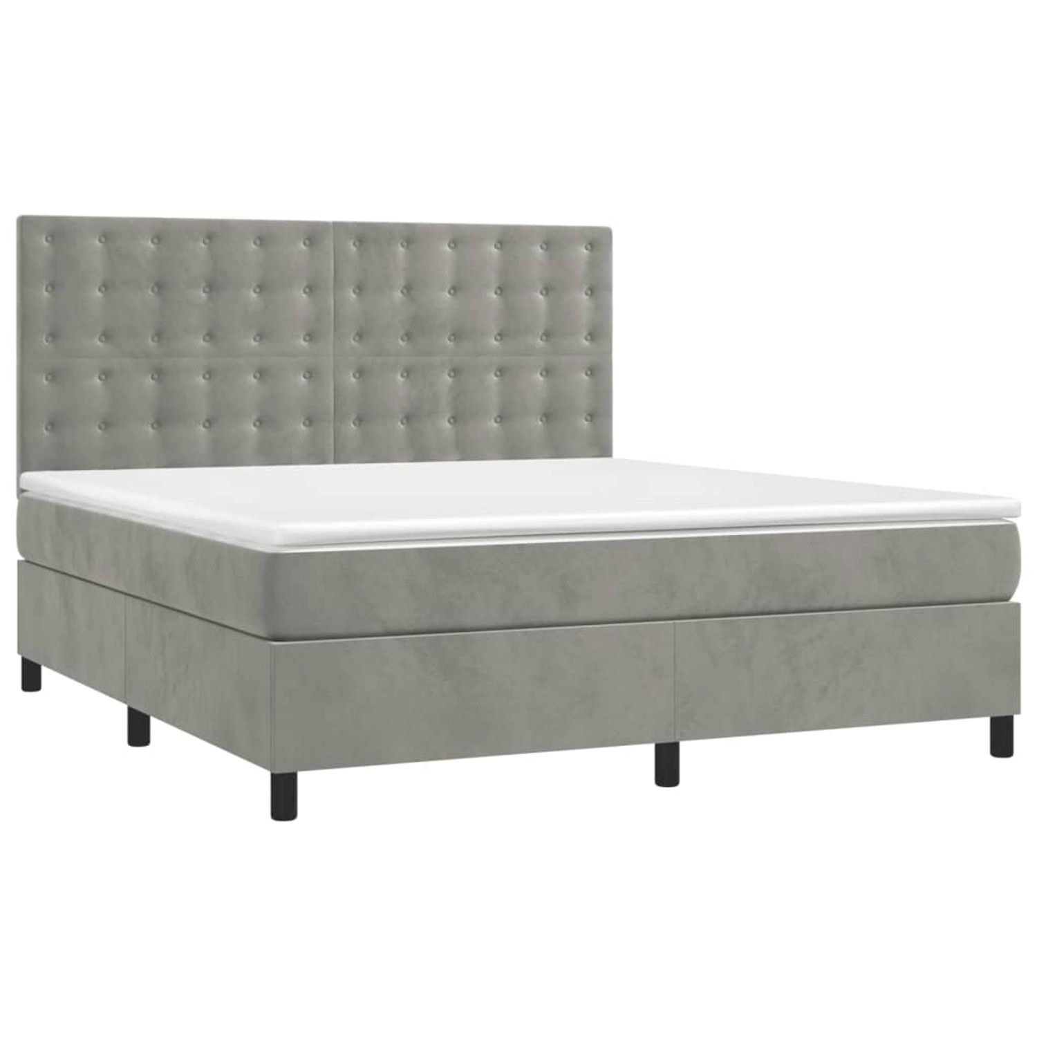 vidaXL Boxspringbett mit Matratze & LED Hellgrau 160x200 cm Samt 3136371 günstig online kaufen