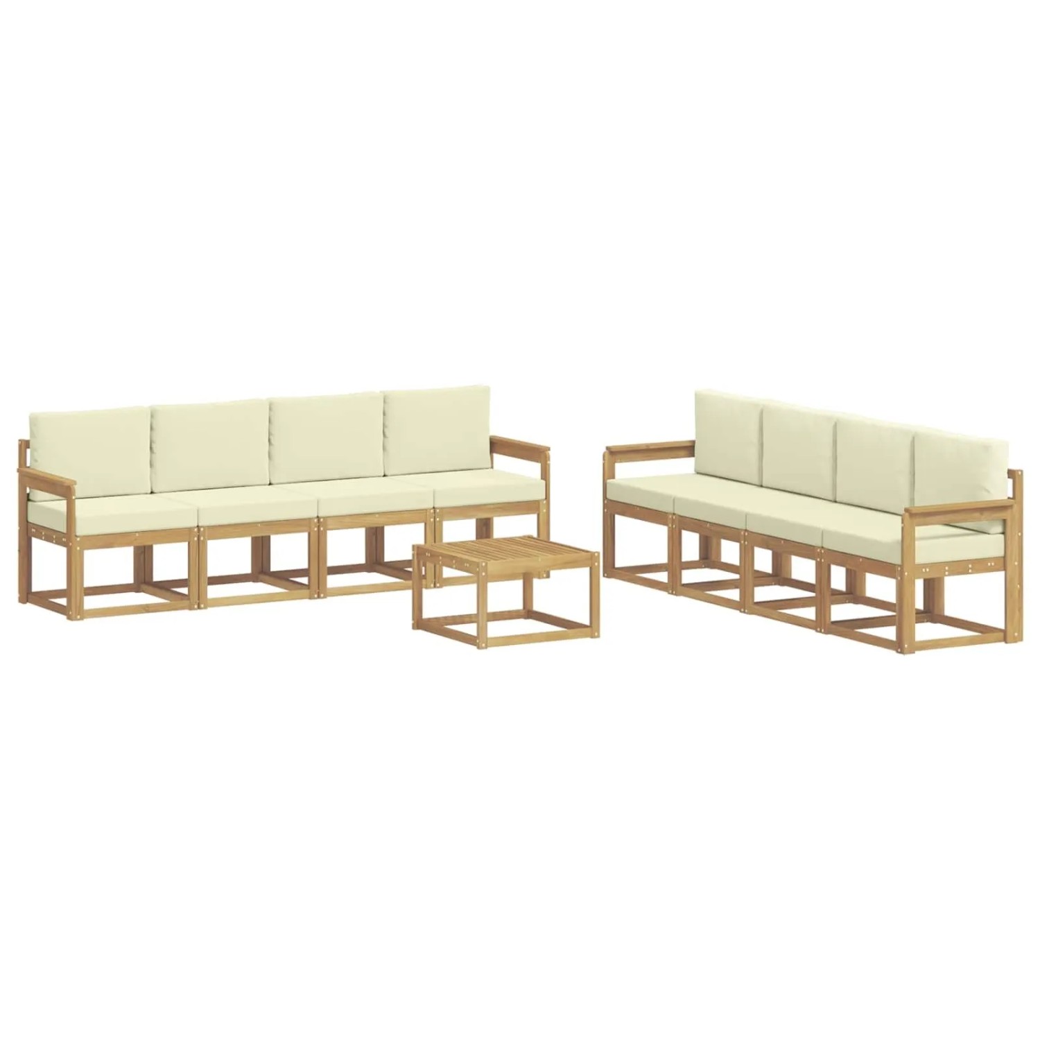 vidaXL Outdoor-Sofagarnitur mit Kissen 9 Stk Weiß und Creme 3387409