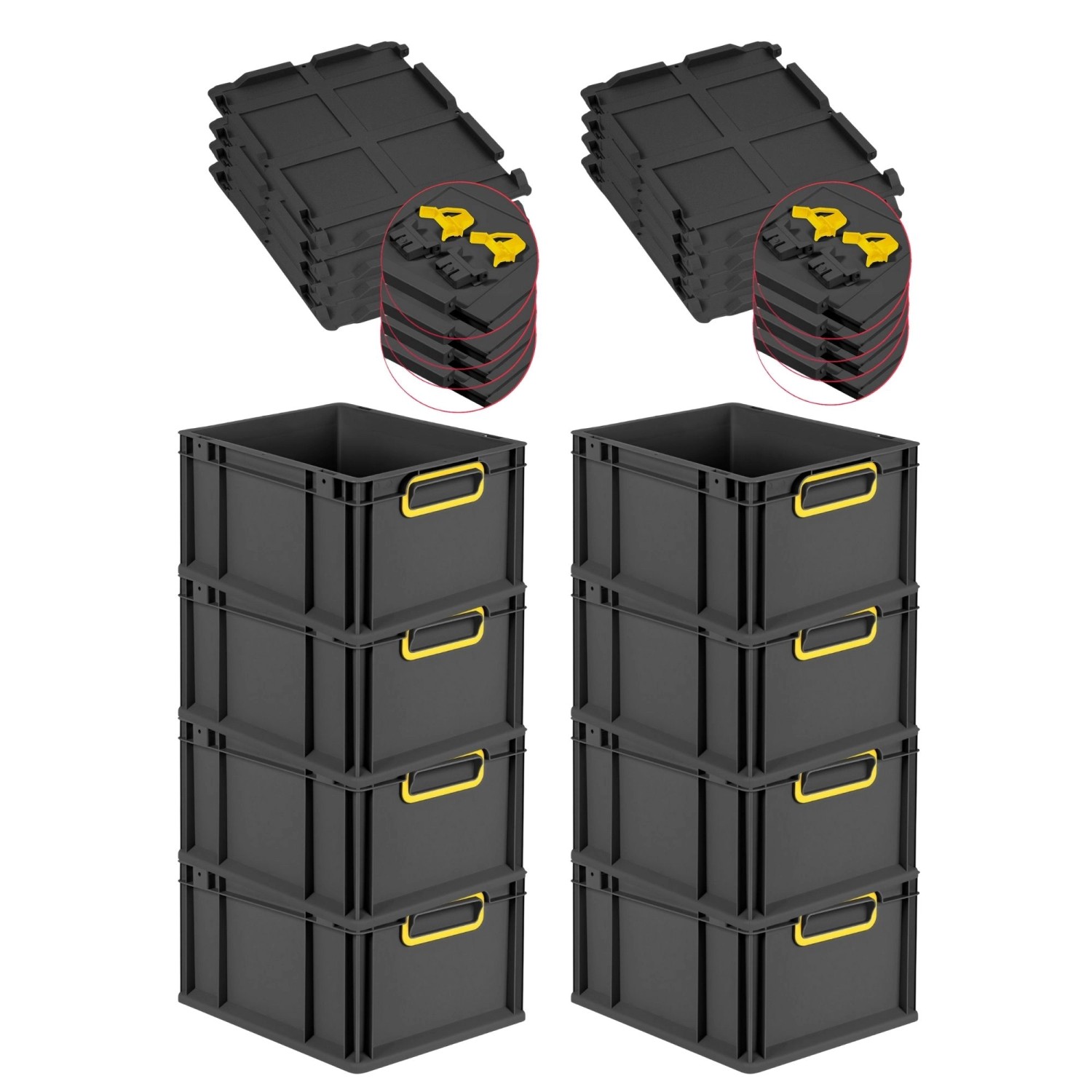 PROREGAL SuperSparSet 8x Eurobox Nextgen Color Mit Scharnierdeckel HxBxT 22 günstig online kaufen