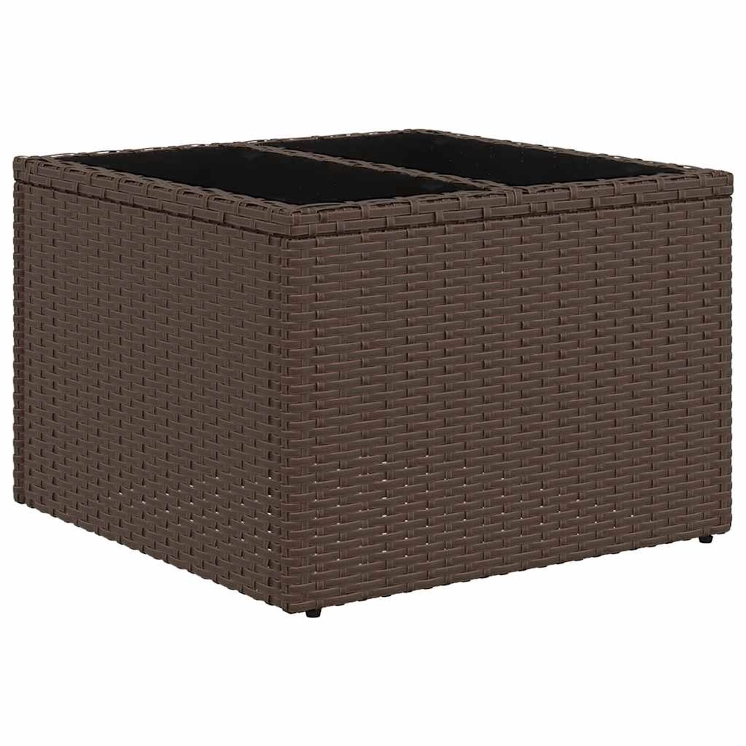 Brauner vidaXL Gartenhocker aus Rattan, Teil der Sofagarnitur. Quadratisch, mit Stauraum.