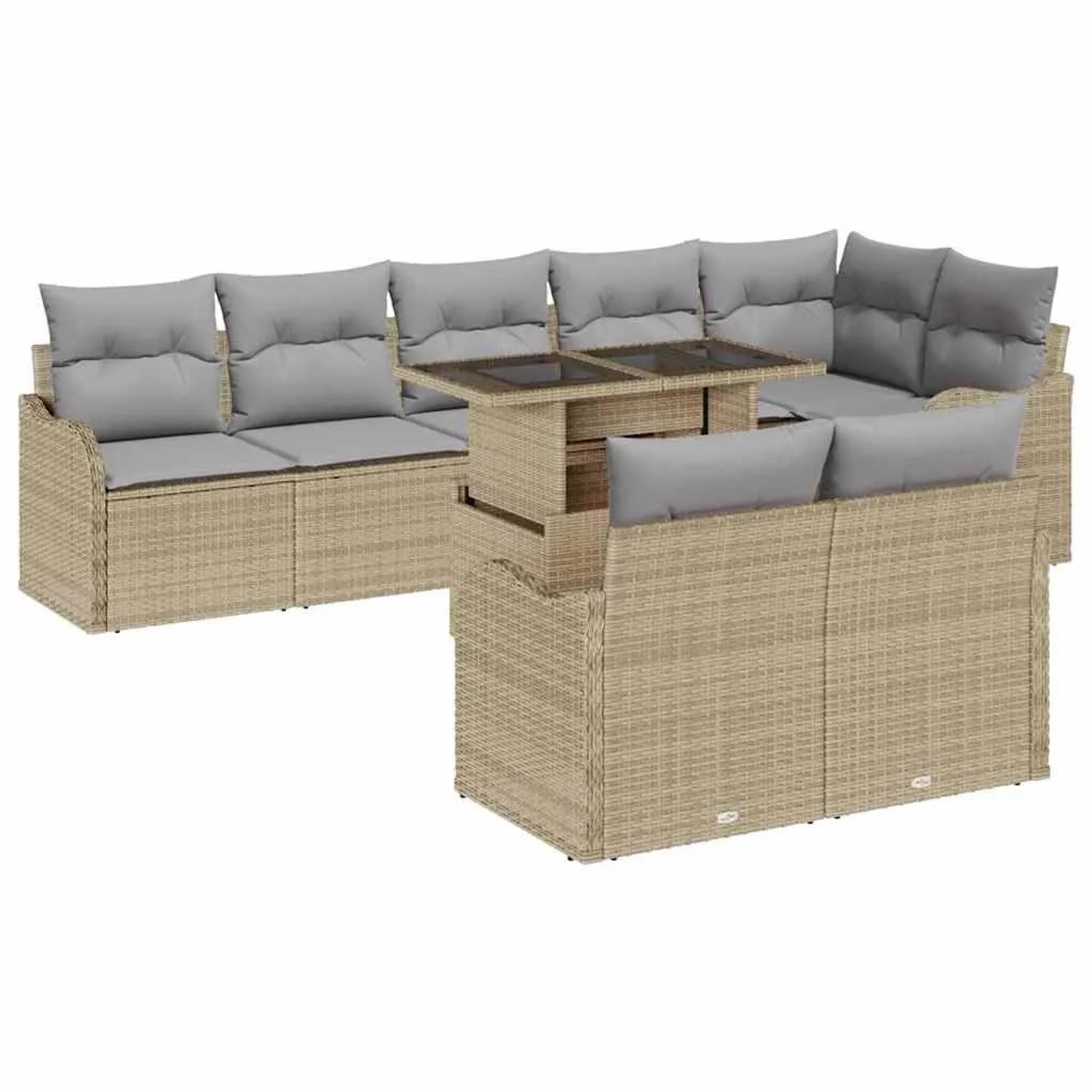 Thumbnail - vidaXL Garten-Sofa-Set mit Kissen 9-Tlg Beige Poly Rattan 3357223