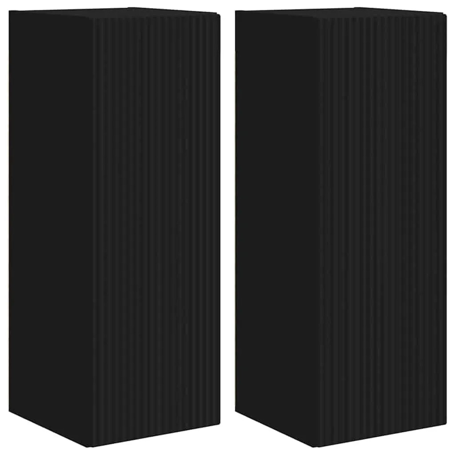 vidaXL TV-Wandschrank 2 Stk Schwarz 30 x 31 x 80 cm Holzwerkstoff 892292