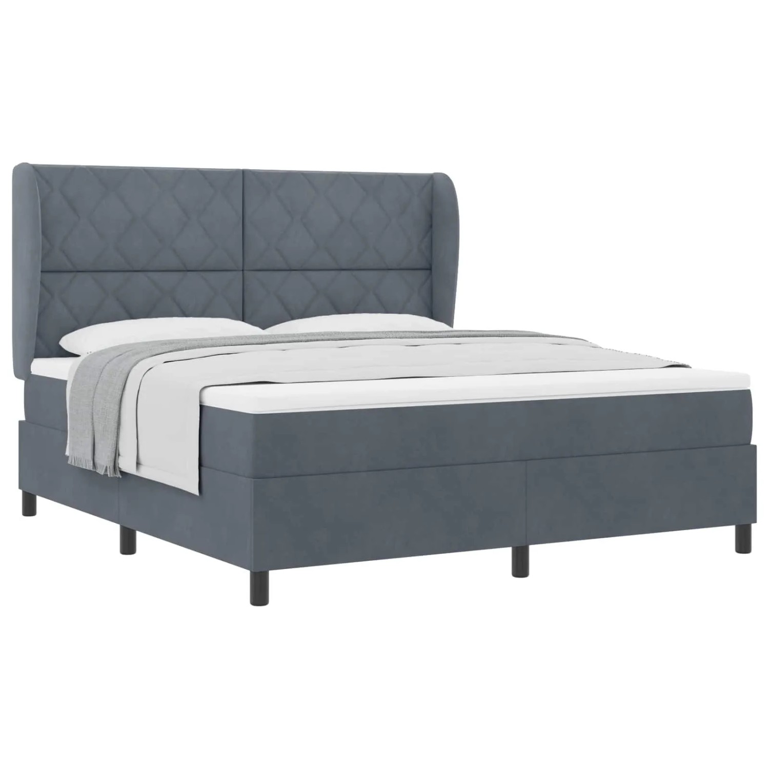 vidaXL Boxspringbett mit Matratze Dunkelgrau 200 x 180 cm Polyester 3340995
