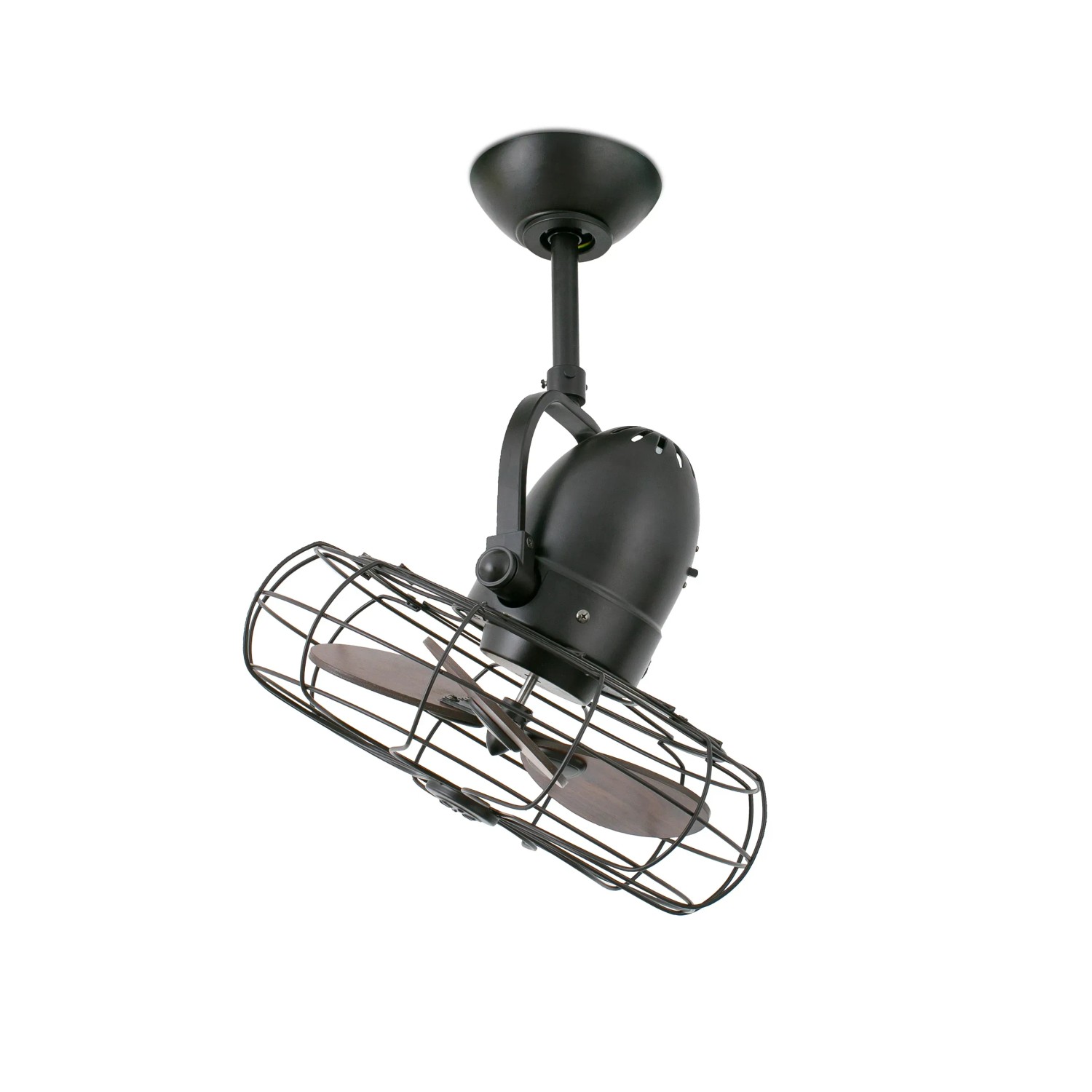 FARO Deckenventilator Keiki, braun, 43 cm, mit Wandschalter. Kleiner Ventilator mit dunklem Nussbaumdekor.