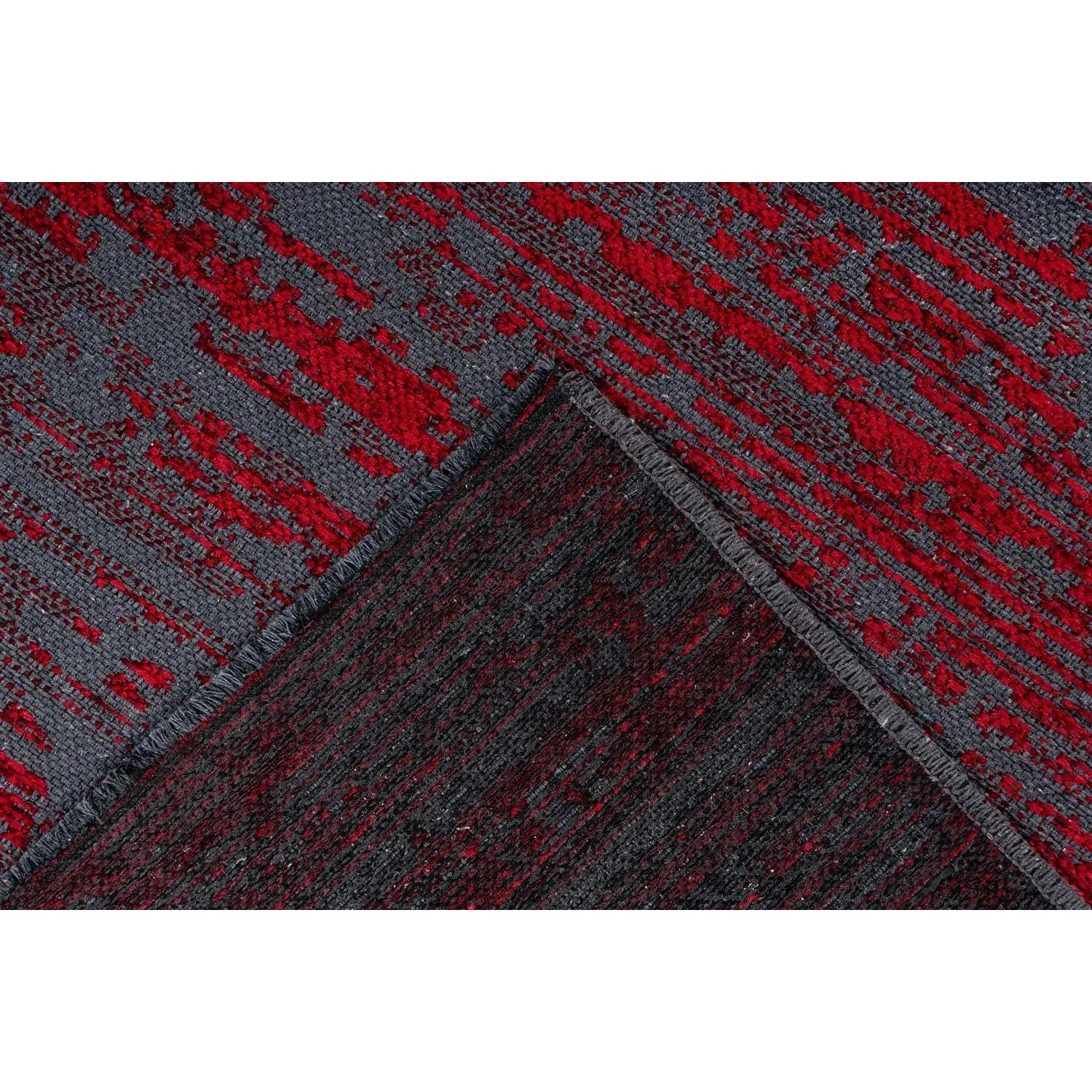 MeGusta Kurzflor Teppich Cristina, 120x170 cm, rot/grau, modernes Design.