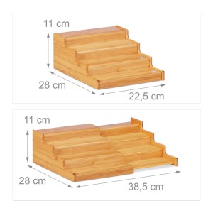 Relaxdays Gewürzregal Bambus Ausziehbar 4 Ebenen 11 cm x 38,5 cm x 28 cm 1 kg