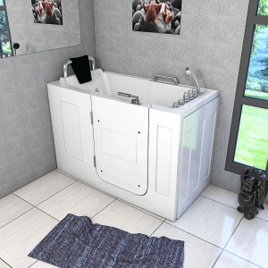 AquaVapore Sitzbadewanne mit Tür, 140x76cm, mit Whirlpool-Funktion und Armaturen.