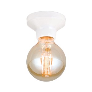 Weiße Orion Keramik Deckenleuchte mit E27 Fassung und Leuchtmittel.