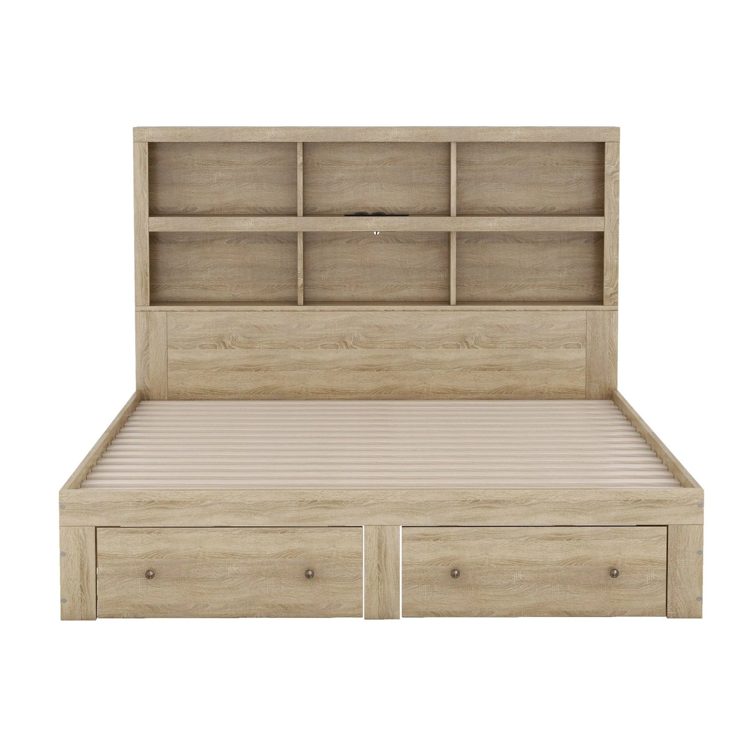 okwish Doppelbett 160×200 mit Zwei Schubladen Kopfteil mit Stauraum ohne Matratze