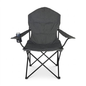 Relaxdays Campingstuhl Eisen Grau Gepolstert Klappbar mit Armlehnen und Getränkehalter 106 cm x 90 cm x 45 cm