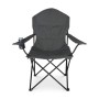 Relaxdays Campingstuhl Eisen Grau Gepolstert Klappbar mit Armlehnen und Getränkehalter 106 cm x 90 cm x 45 cm