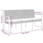 VidaXL Gartenbank 3-Sitzer, braunes Rattan mit Kissen, seitliche Ansicht mit Maßangaben.