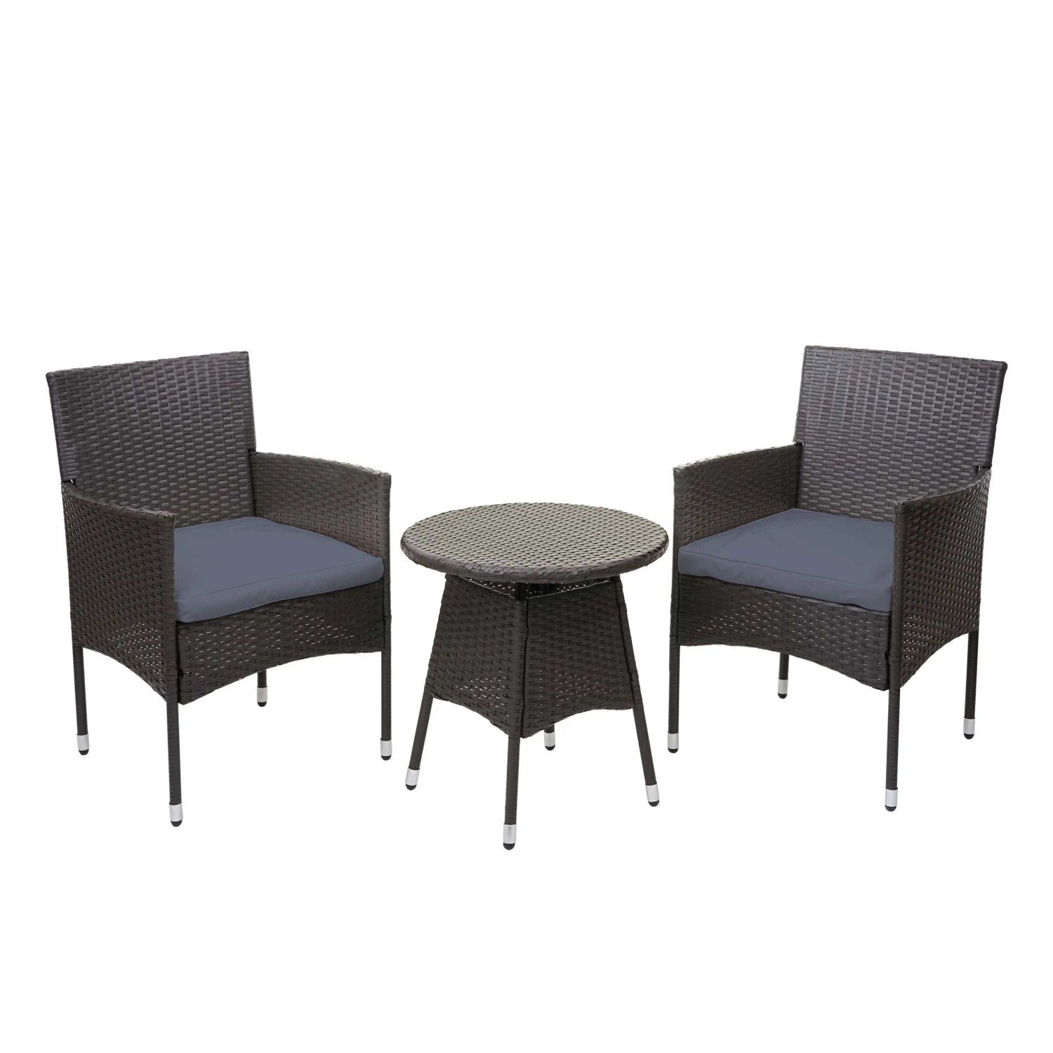 MCW Poly-Rattan Balkonset G27 3-teilig Grau Kissen Grau