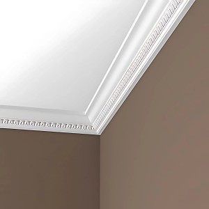 Weiße PROFHOME Eckleiste 150206 aus Polyurethan, Stuckleiste für Decken, 200 cm lang.