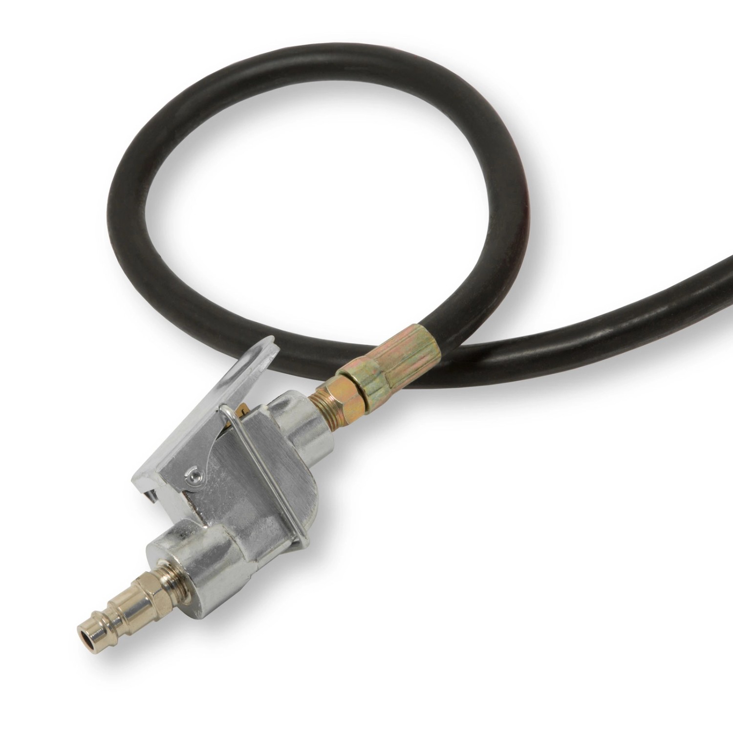 Detailaufnahme: Pneumatischer Wagenheber Anschluss mit Schlauch für Druckluftbetrieb.