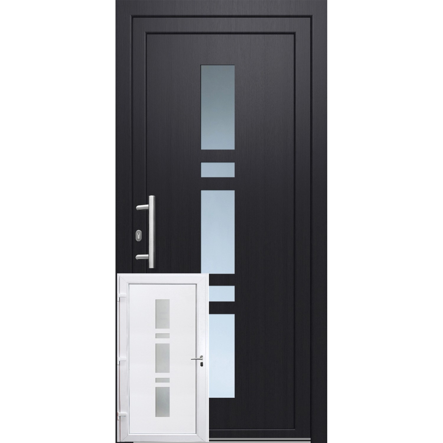 Kunststoff-Haustür 100 cm x 200 cm K017 Anschlag Links Anthrazit/Weiß günstig online kaufen