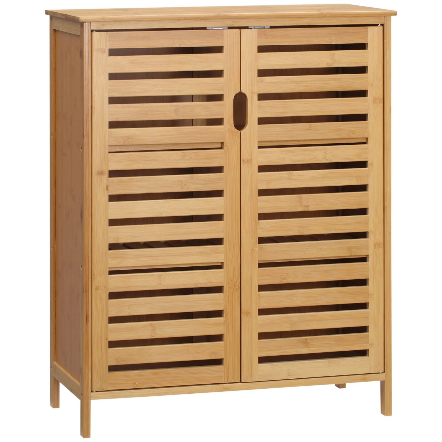 Kleankin Badezimmerschrank Bambus Naturholz 68L x 32B x 86H cm