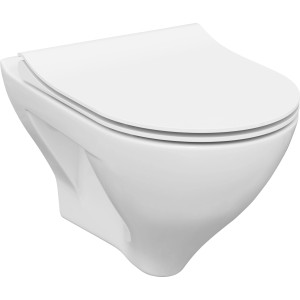Weißes, spülrandloses baliv Wand WC-Set Mansfield mit Soft-Close Sitz.
