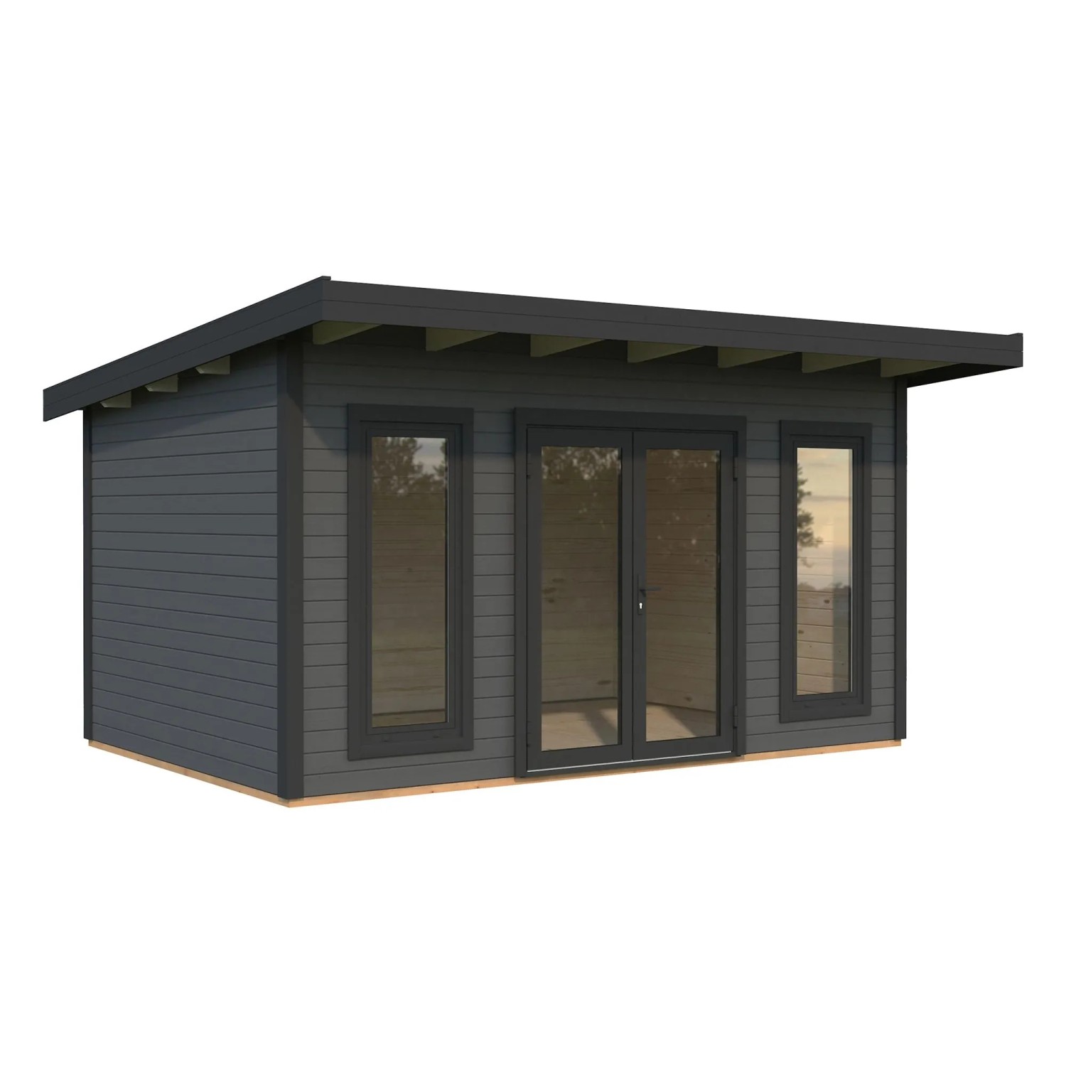 Palmako Holz-Gartenhaus Aurelia Pultdach Lackiert 446 cm x 300 cm 12,7 m²