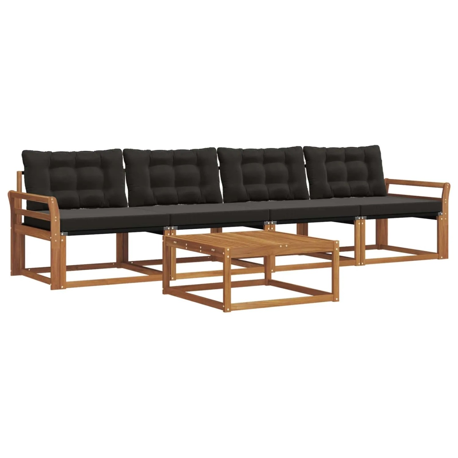 vidaXL Outdoor-Sofagarnitur mit Kissen 5-Tlg Natur und Schwarz 3369171