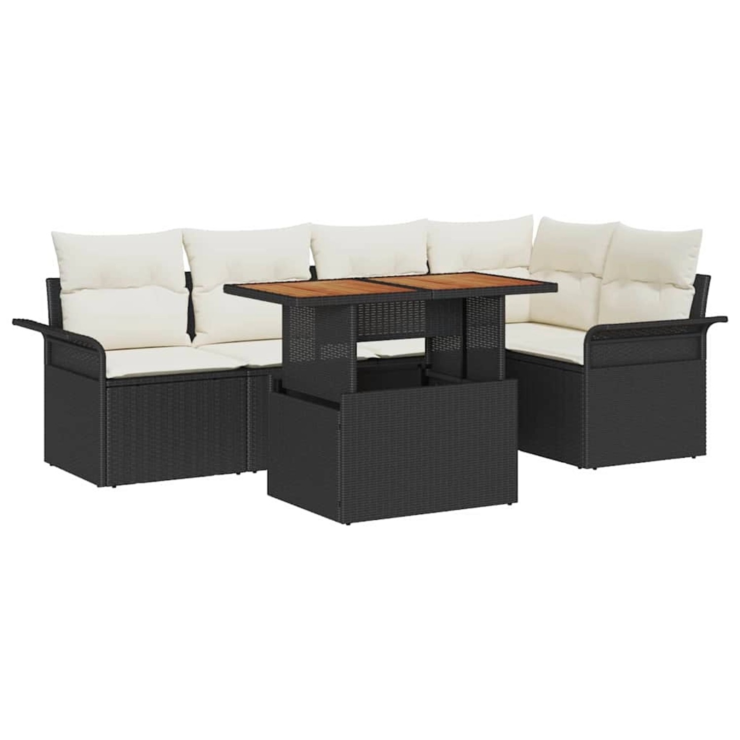 vidaXL Garten-Sofa-Set mit Speicher 6-Tlg Schwarz Poly Rattan 3358070 günstig online kaufen