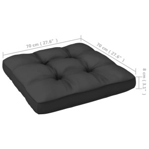 Anthrazitfarbenes Sitzkissen (70x70x8cm) für VidaXL Garten-Lounge-Set aus Kiefer Massivholz.
