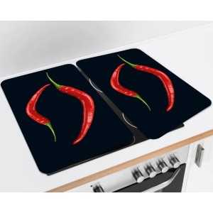 Wenko Herdabdeckplatten Peperoni Duo, 2er-Set Universal für alle Herde.