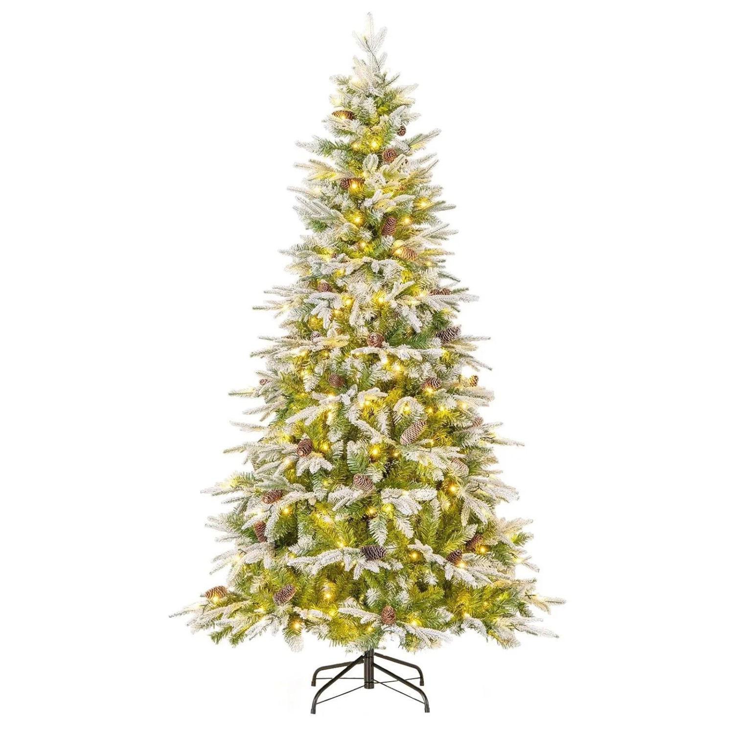 Costway Künstlicher Weihnachtsbaum mit Beleuchtung und Schnee 190 cm