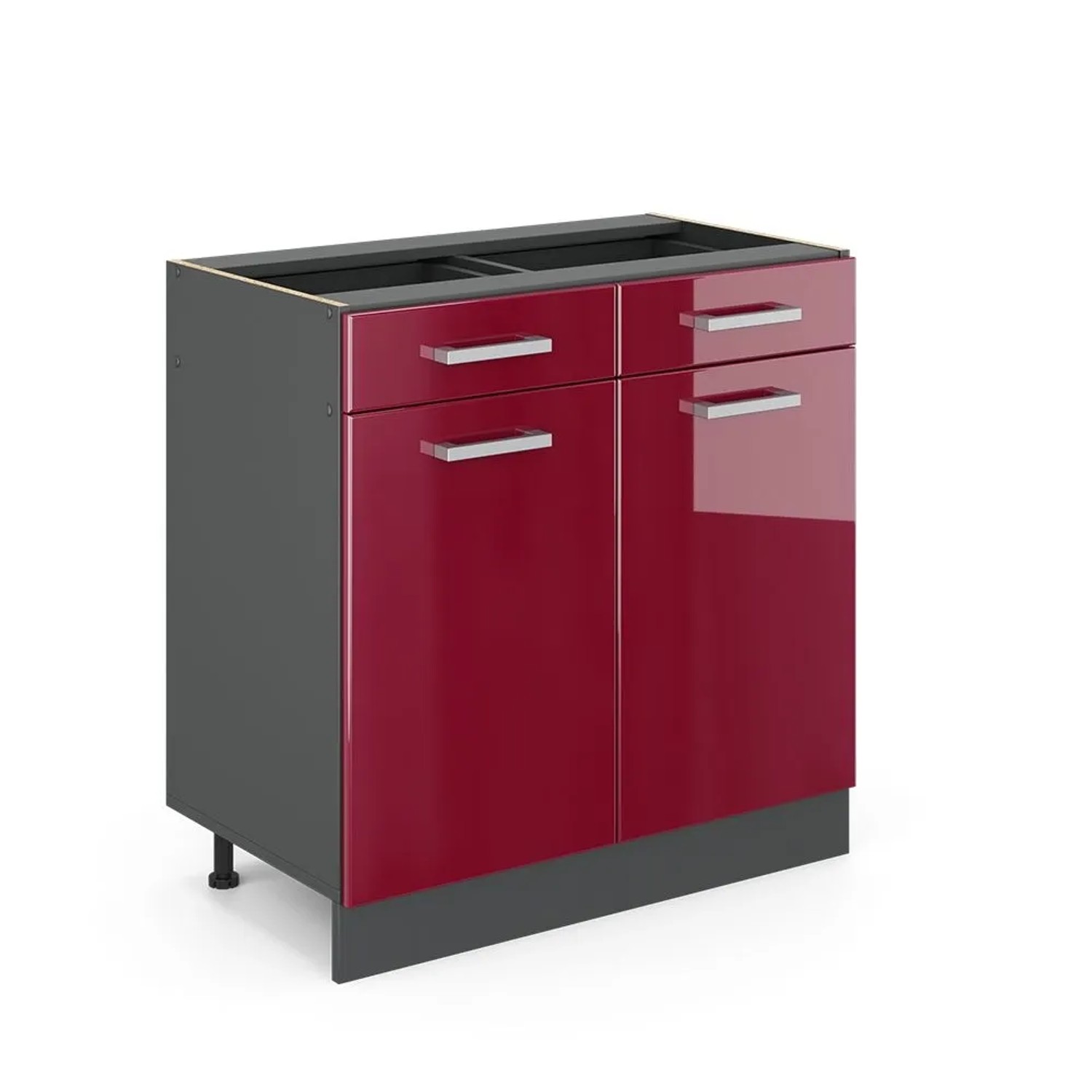 Vicco Küchenunterschrank R-Line Rot Hochglanz 80 x 82 ohne Arbeitsplatte Opt2