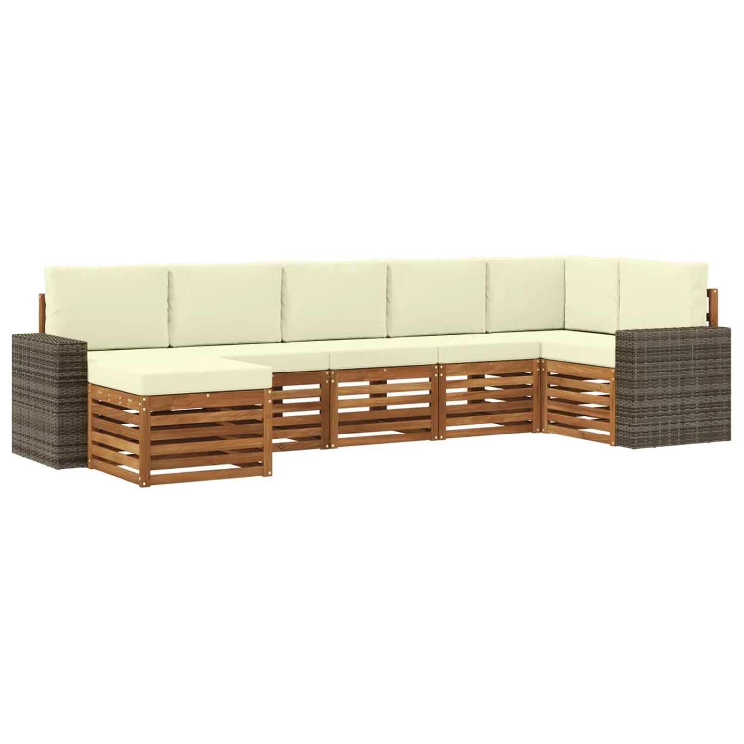 vidaXL Ecksofa Set mit Kissen 7 Stk Natur und Creme 3384636