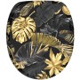 Sanilo WC-Sitz Golden Leaves mit Absenkautomatik, Holz Toilettendeckel mit goldenen Blättern.