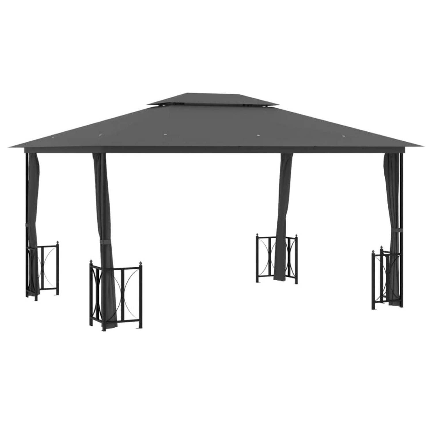 vidaXL Pavillon mit Seitenwänden & Doppeldach 3x4 m Anthrazit Modell 1