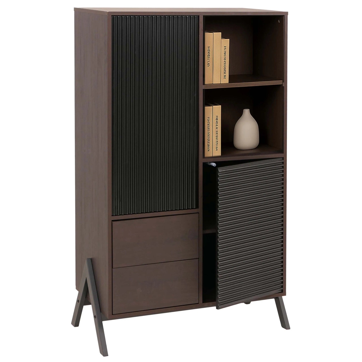 MCW Hochschrank O40 MDF Metall Melamin 138x79x40cm Walnuss-Optik_3