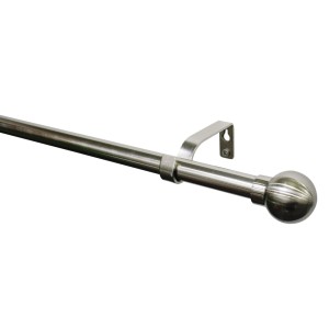 Gardinia Gardinenstangen-Set Kugel, Edelstahloptik, ausziehbar von 190 bis 340 cm.