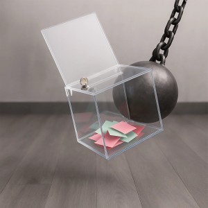 Relaxdays Losbox Acryl Transparent Abschließbar mit Blatteinschub 40,5 cm x 21 cm x 25 cm 1 kg