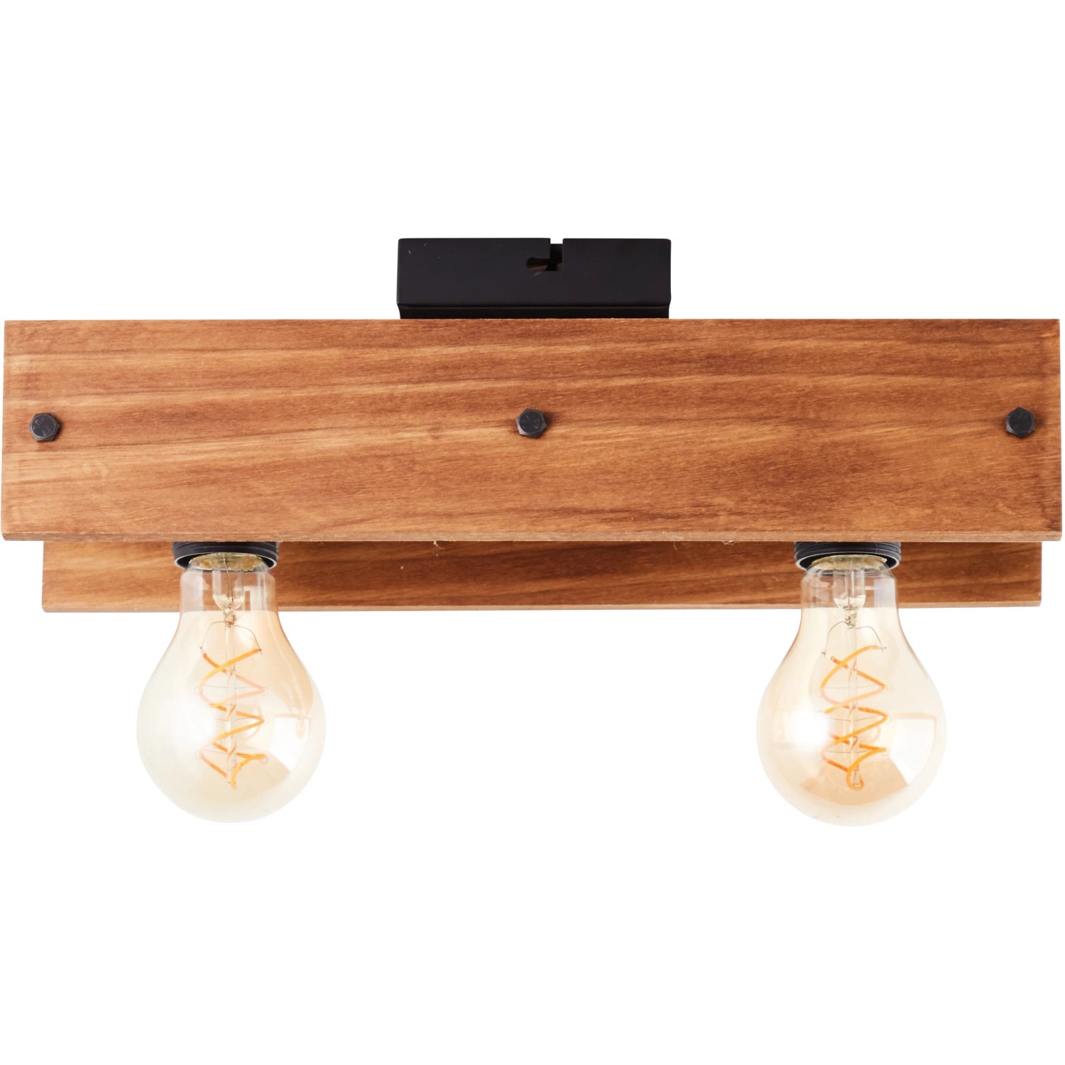 Brilliant Deckenleuchte Calandra, 2-flammig, schwarz und Holz. Deckenlampe mit zwei Leuchten.
