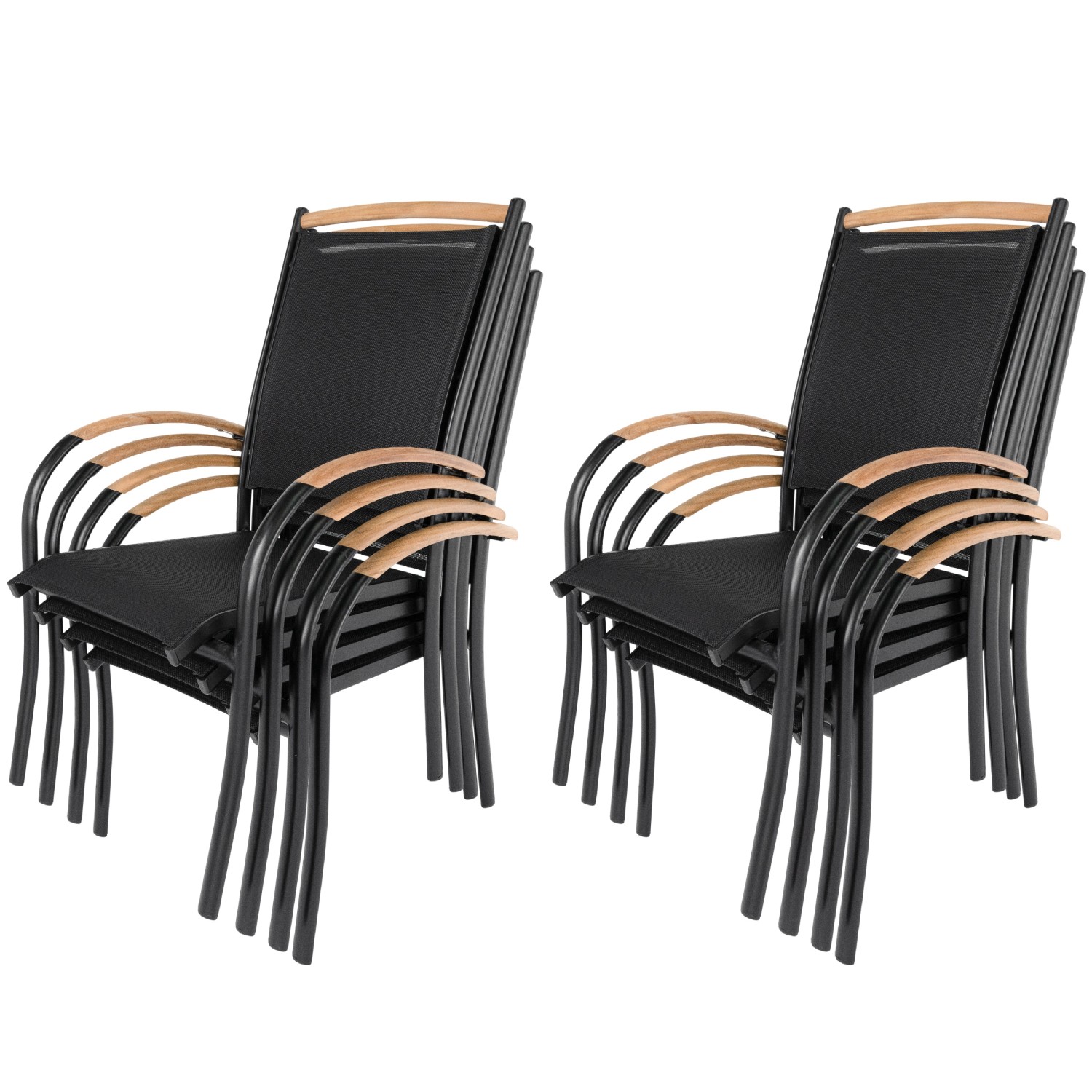 ib style Gartenstuhl 8er Set Diplomat Stapelstuhl aus Aluminium und Teakhol günstig online kaufen