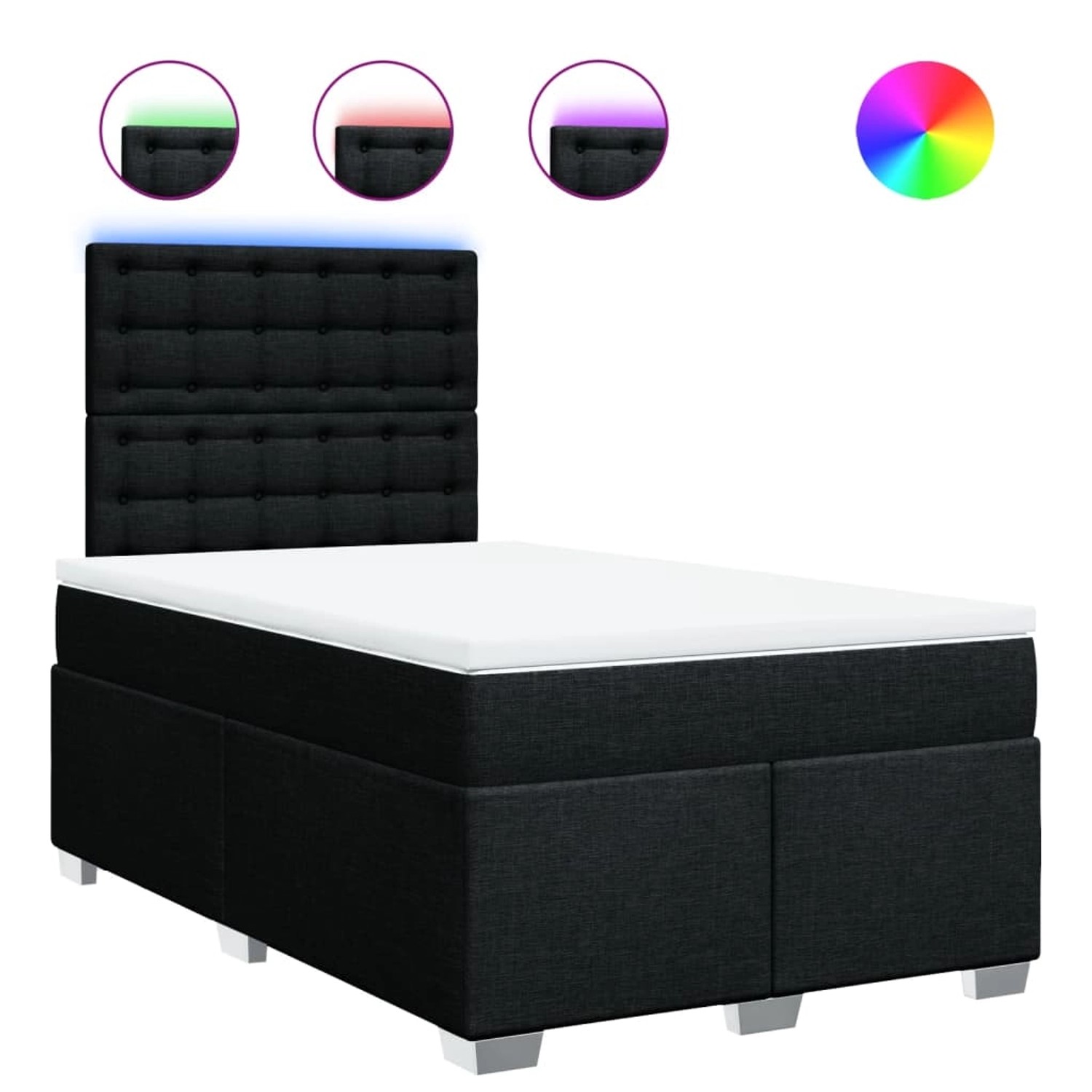 vidaXL Boxspringbett mit Matratze Schwarz 120x200 cm Stoff 3292771 günstig online kaufen