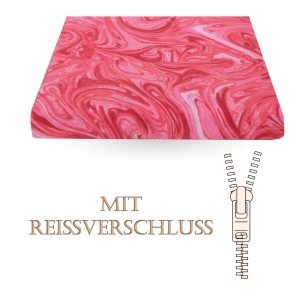 Bestlivings Bettwäsche-Set Renforce Marble Rot, Baumwolle mit Marmor-Muster.