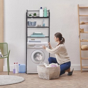 Relaxdays Überbauregal Metall Schwarz 3 Ablagen 165 cm x 58 cm x 25 cm