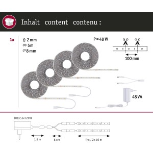 Paulmann SimpLED LED-Strip Komplettset 20m, warmweiß, mit Trafo und Zubehör.