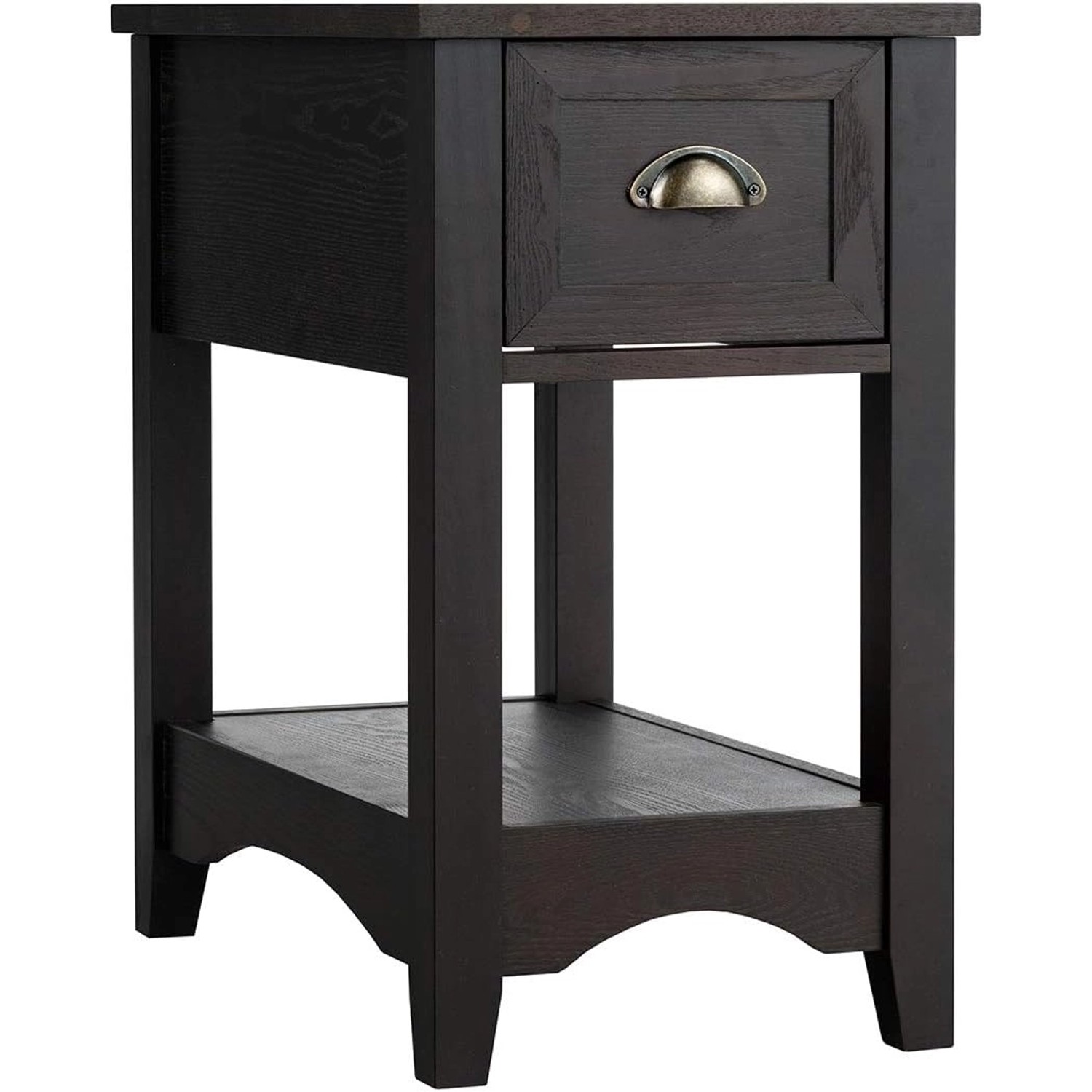 Costway Beistelltisch mit Schublade und Ablage 56x33x58,5cm Walnuss günstig online kaufen