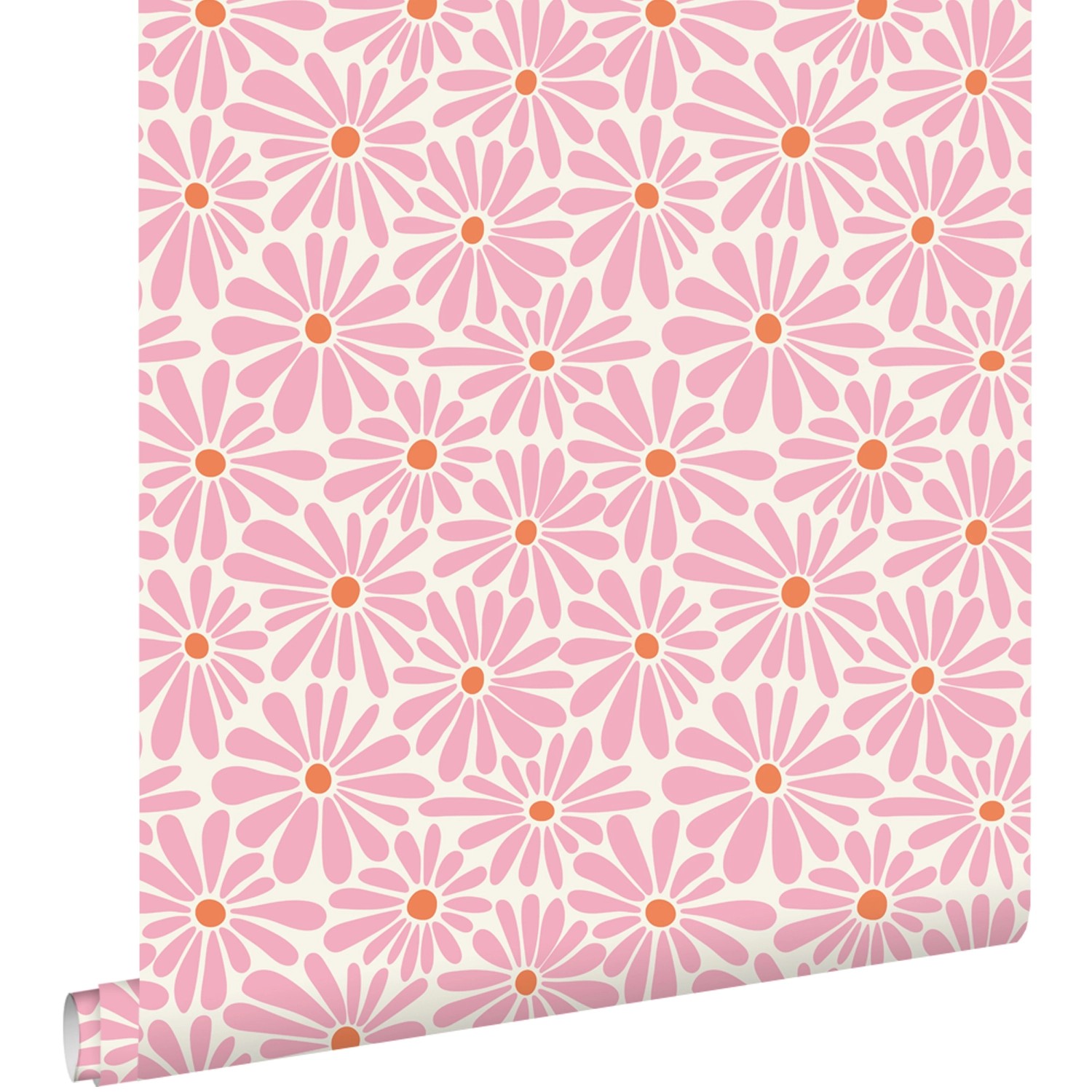 ESTAhome Tapete Gänseblümchen Rosa und Orange 53 cm x 10.05 m günstig online kaufen