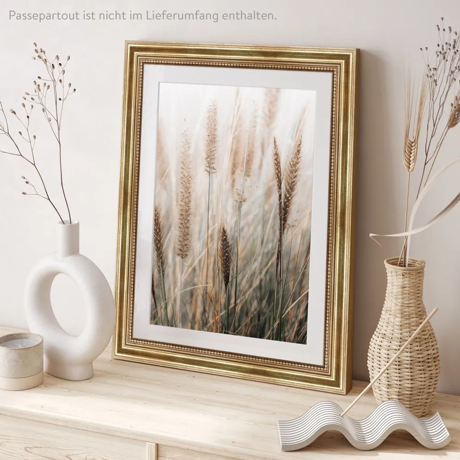 Goldener Bilderrahmen im Antik-Stil für Fotos 30x40 cm. Massivholzrahmen für Wand oder Tisch.
