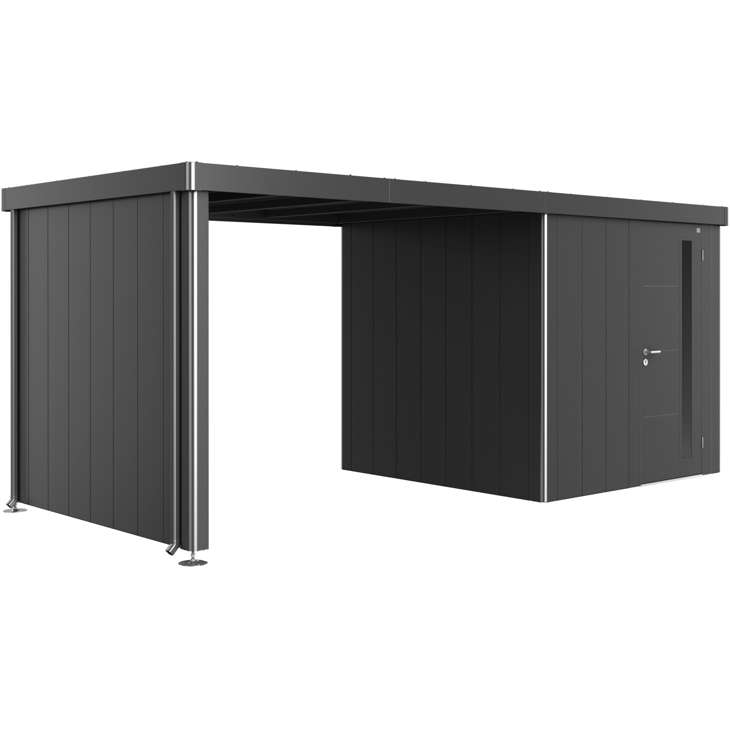 Biohort Seitendach in Dunkelgrau-Metallic für Gerätehaus Neo, Gartenhaus-Zubehör.