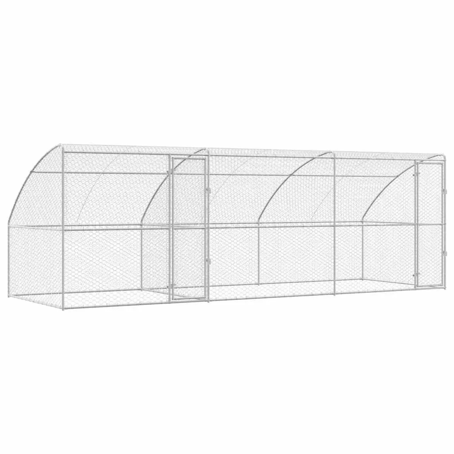 vidaXL Hundekäfig 3-Tlg Silber 6 x 2 x 2 m Verzinkter Stahl 3368339