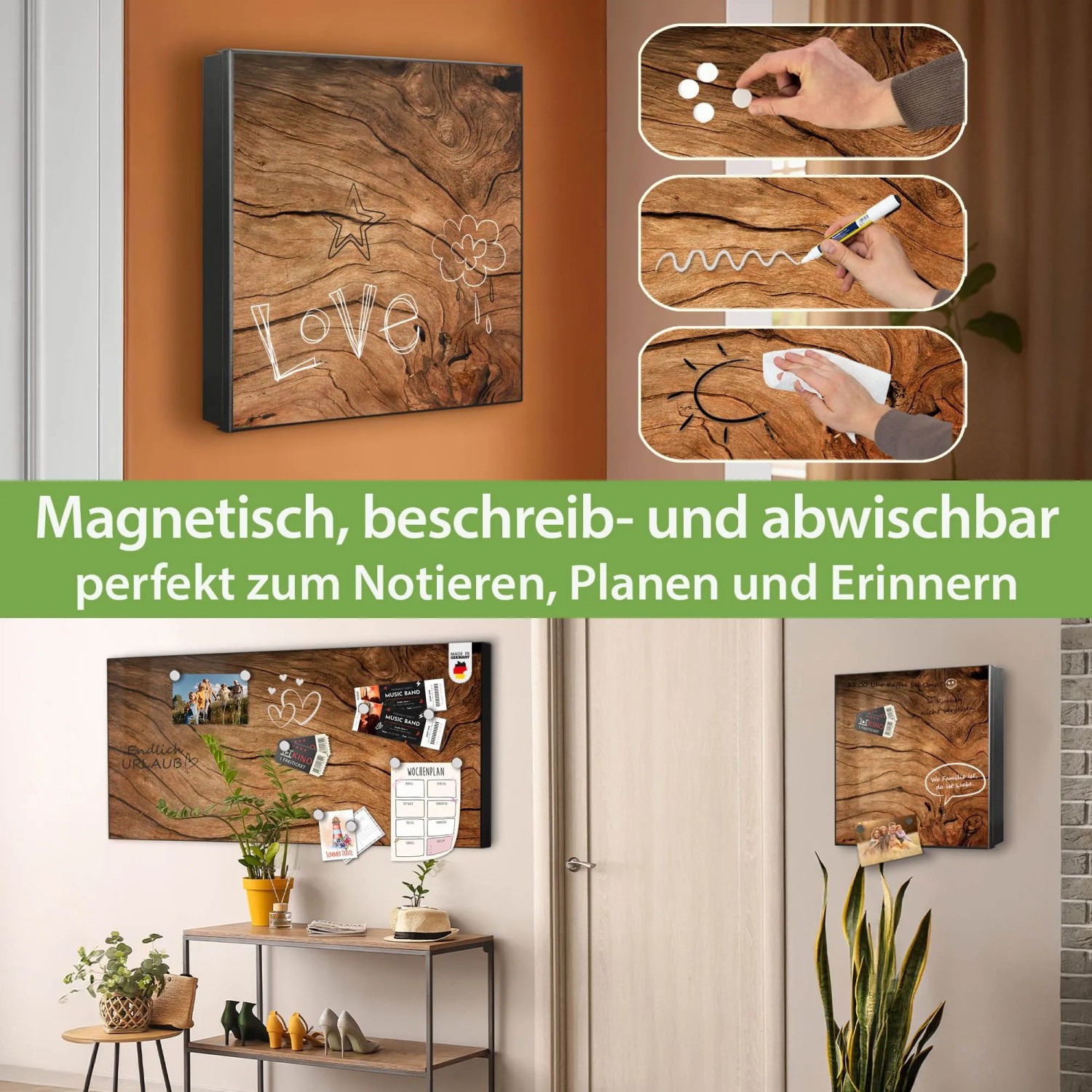 Banjado Schlüsselkasten Schwarz Glas Magnetisch 30 x 30 cm 50 Haken kaufen bei OBI