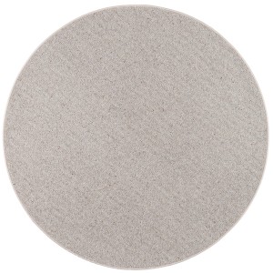 Runder, grauer Snapstyle Natur Teppich aus Wolle (Berber) mit 133cm Durchmesser.