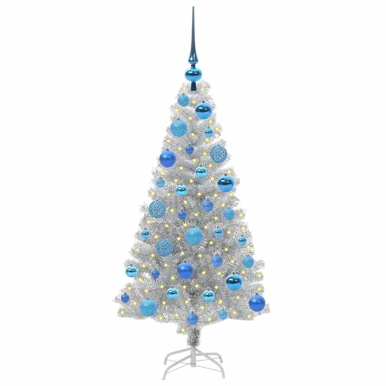 vidaXL Weihnachtsbaum mit 150 LEDs mit Ständer Silber 120 cm PET 3396659